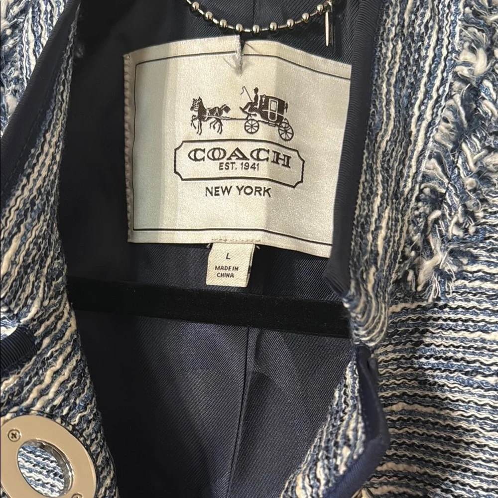 COACH Blue and White Textured Jacket - Picture 2 of 3